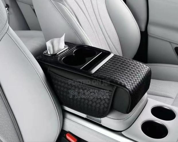 3 PCS Console Armrest With 2 Cups/Tissue Holder,Side Storage - thumbnail 2