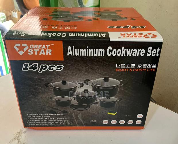 Aluminum 14 PCS Great Star Black Cookware Set Nonstick Sufuria