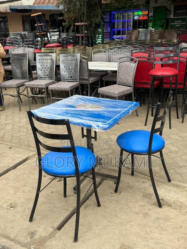 Restaurant And Bar Blue Chairs And Square Table - main view