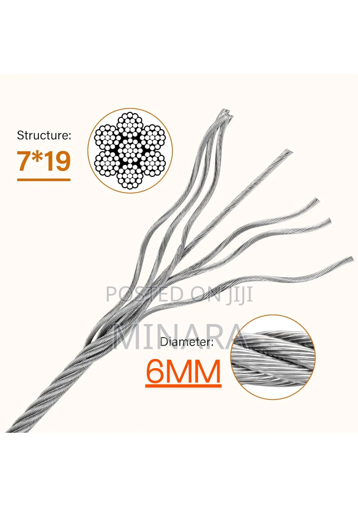 Galvanized Wire Rope, 6mm, 150 Meters Roll