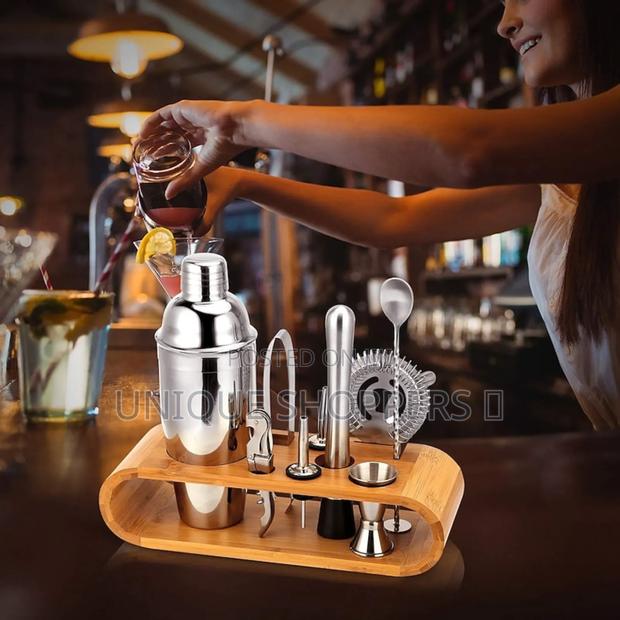 12psc Cocktail Shaker Set With a Stylish Bamboo Stand*