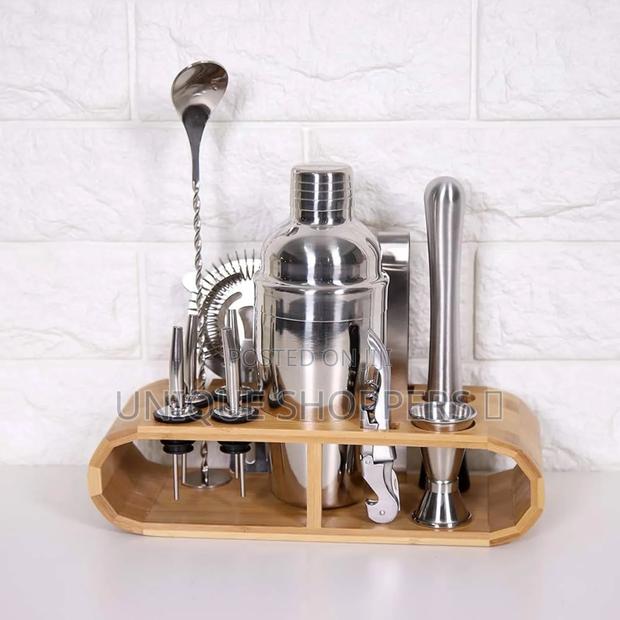 10psc Cocktail Shaker Set With a Stylish Bamboo Stand - main view