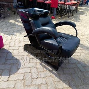 Black Leather Salon Sink Chair - thumbnail 2