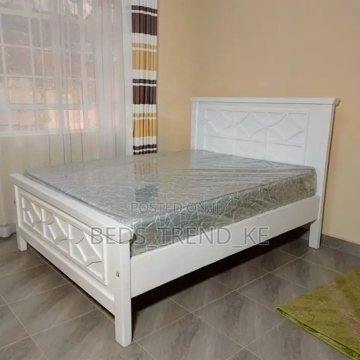 Soft White 5 by 6 Modern Bed