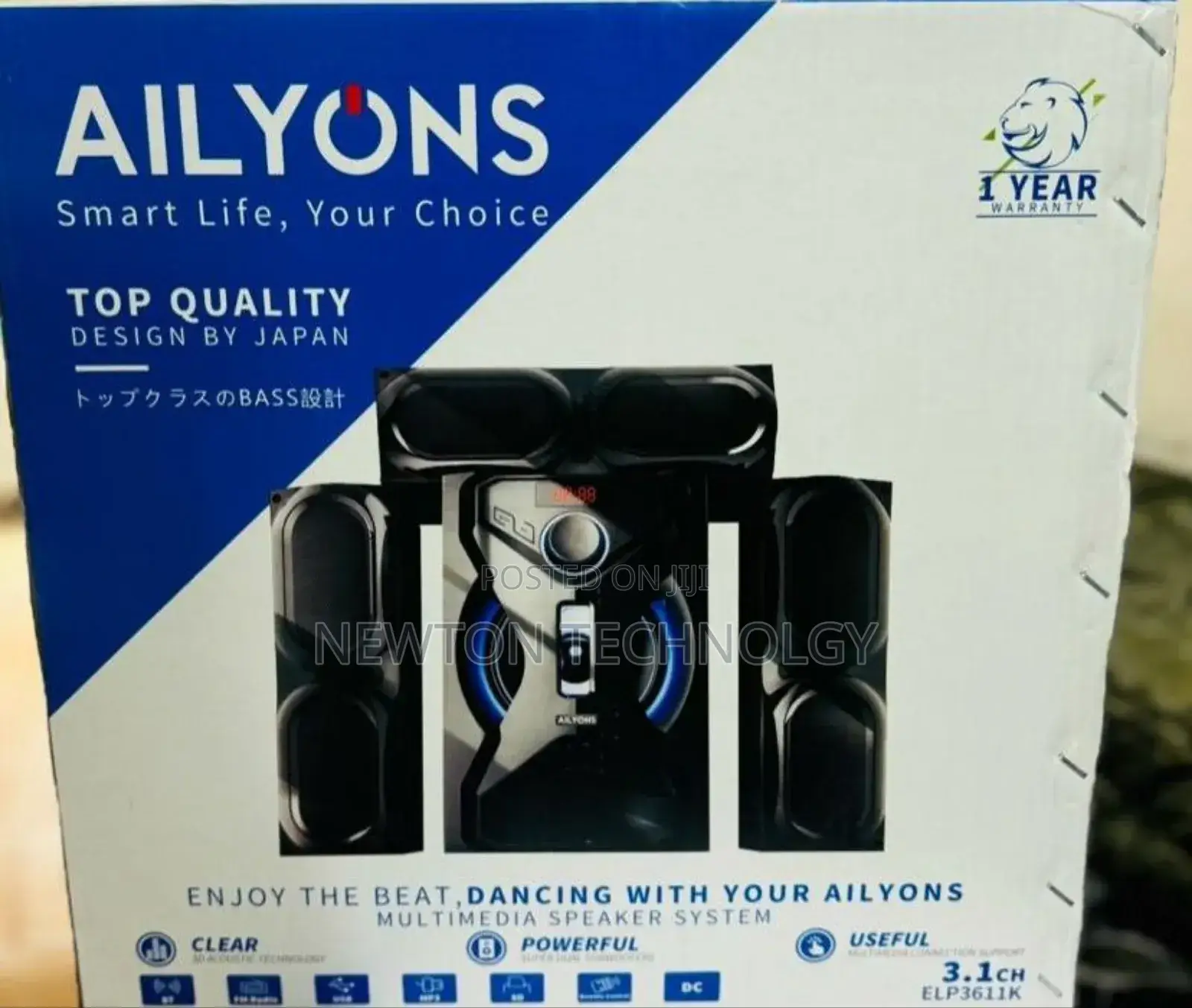 Ailyons 3.1ch Subwoofer With Bluetooth Speaker System