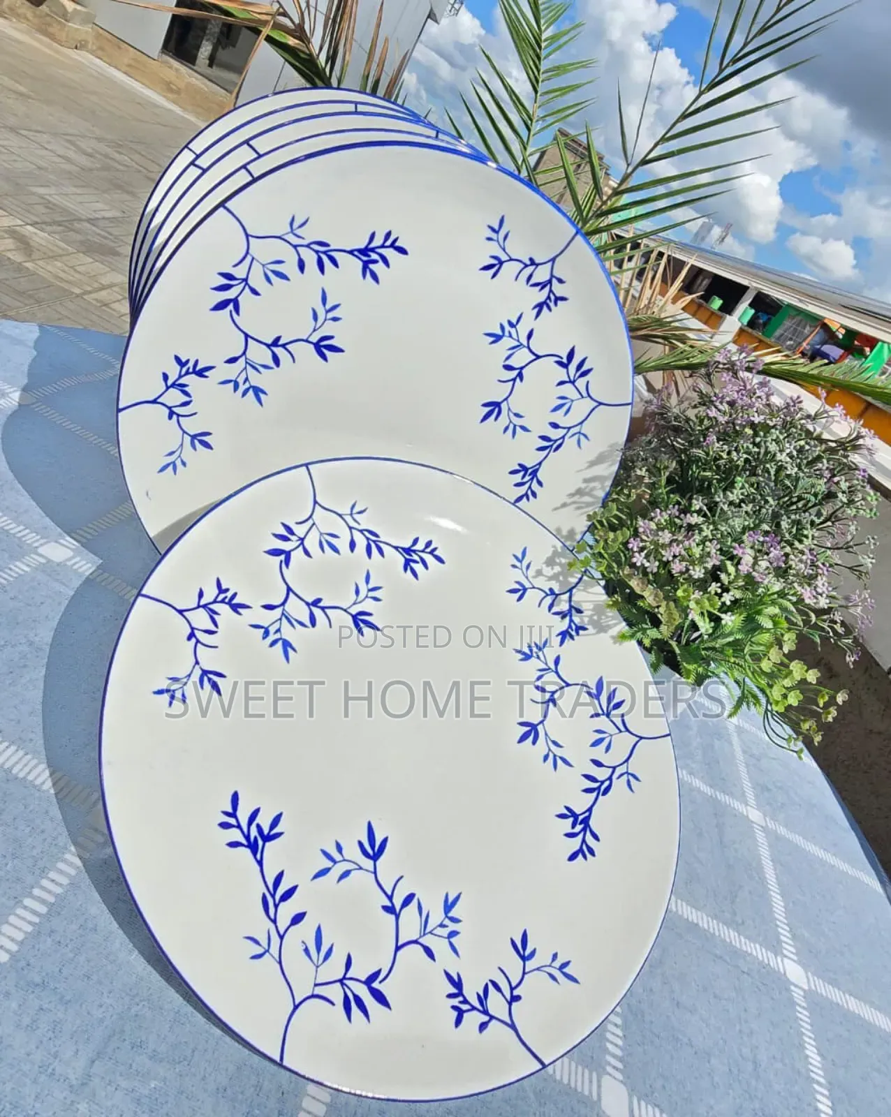 *6pcs White Blue Ceramic Plate*