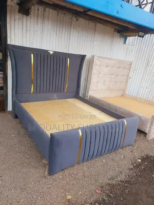 Gray Patterned Headboard and Footboard