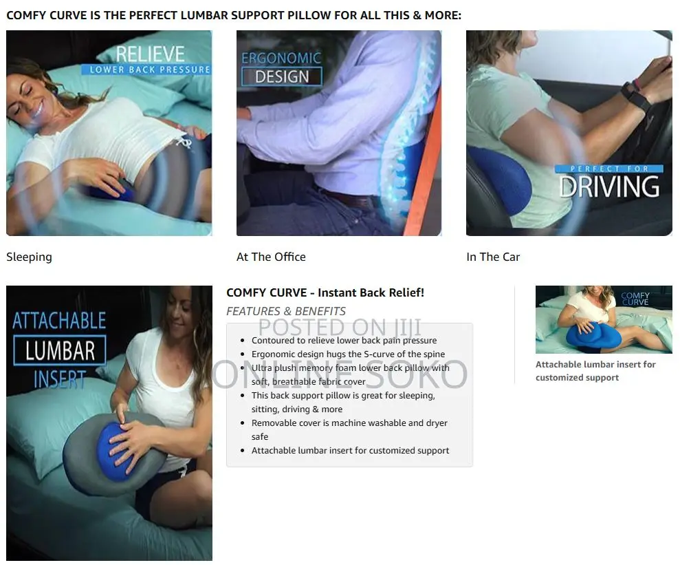 Multipurpose Comfy Curve Instant Relief Back Support Pillow