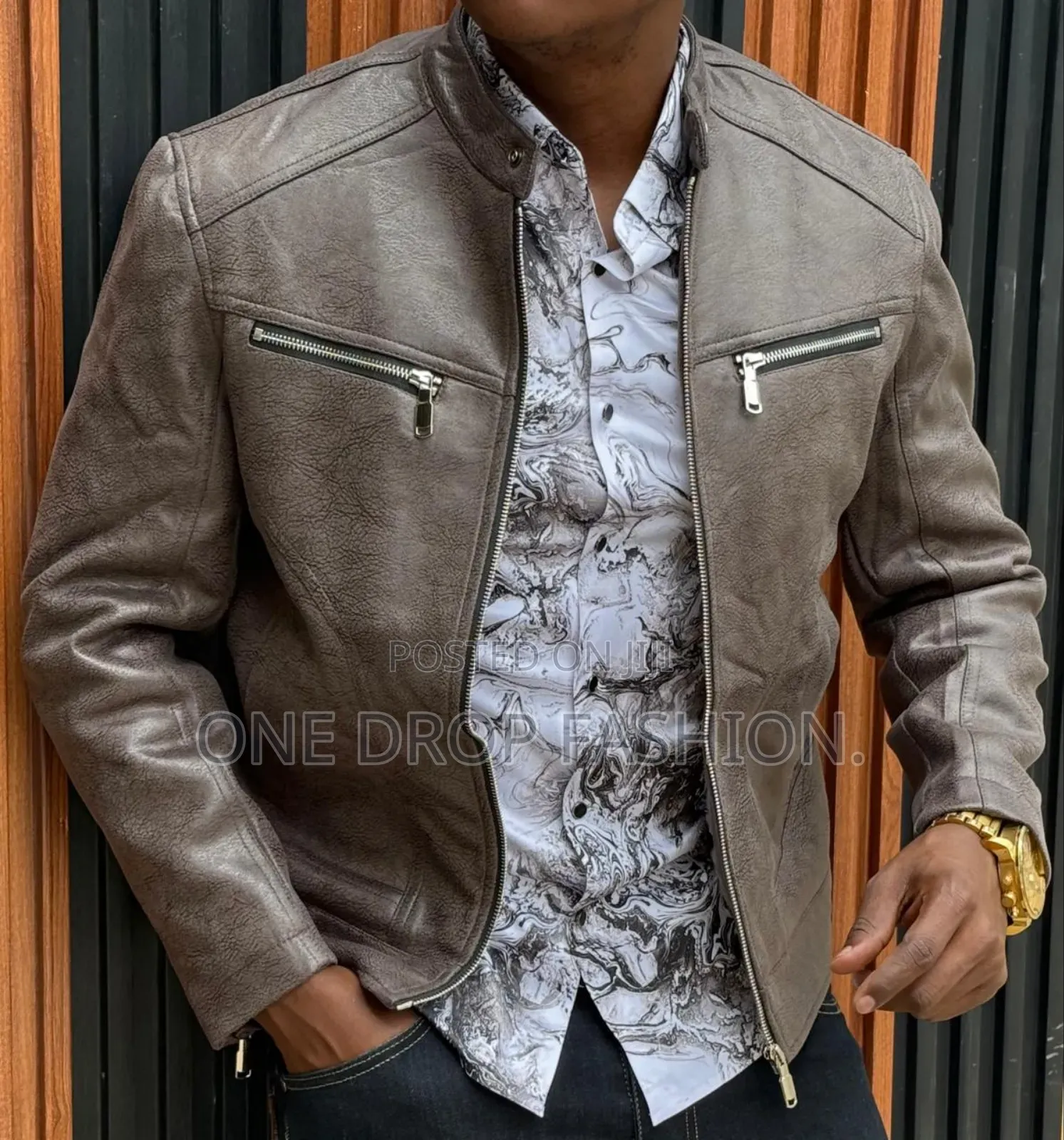 Men's Brown Racer Leather Jacket