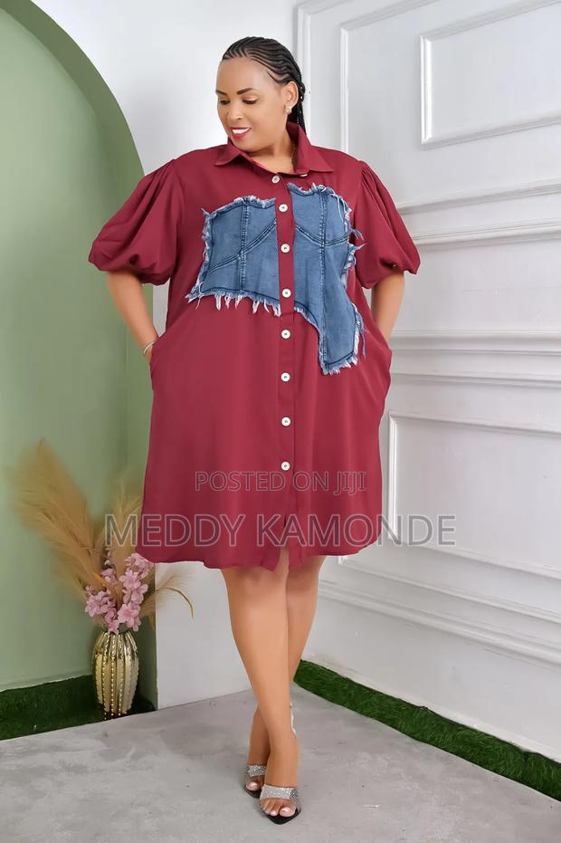Orange/Maroon Patched Shift Dress - thumbnail 2