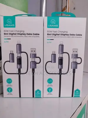 Usams 6-in-1 Fast Charging Cable 60w, 1.2m Long,