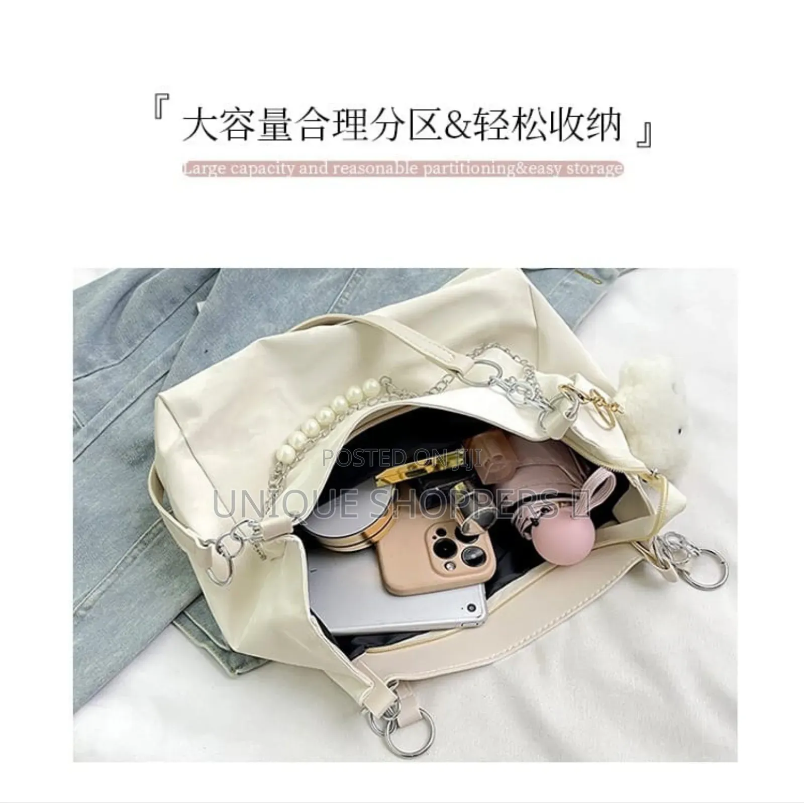 Cute Fashion Pearl Handbag With Cloud Bagcharm /Keyholder