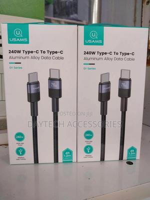 Usams 1.2m 240w Type-C to Type-C Cable Nylon Braided - thumbnail 3