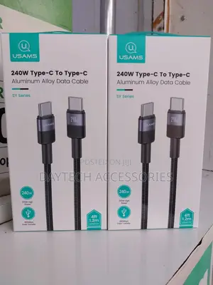 Usams 1.2m 240w Type-C to Type-C Cable Nylon Braided
