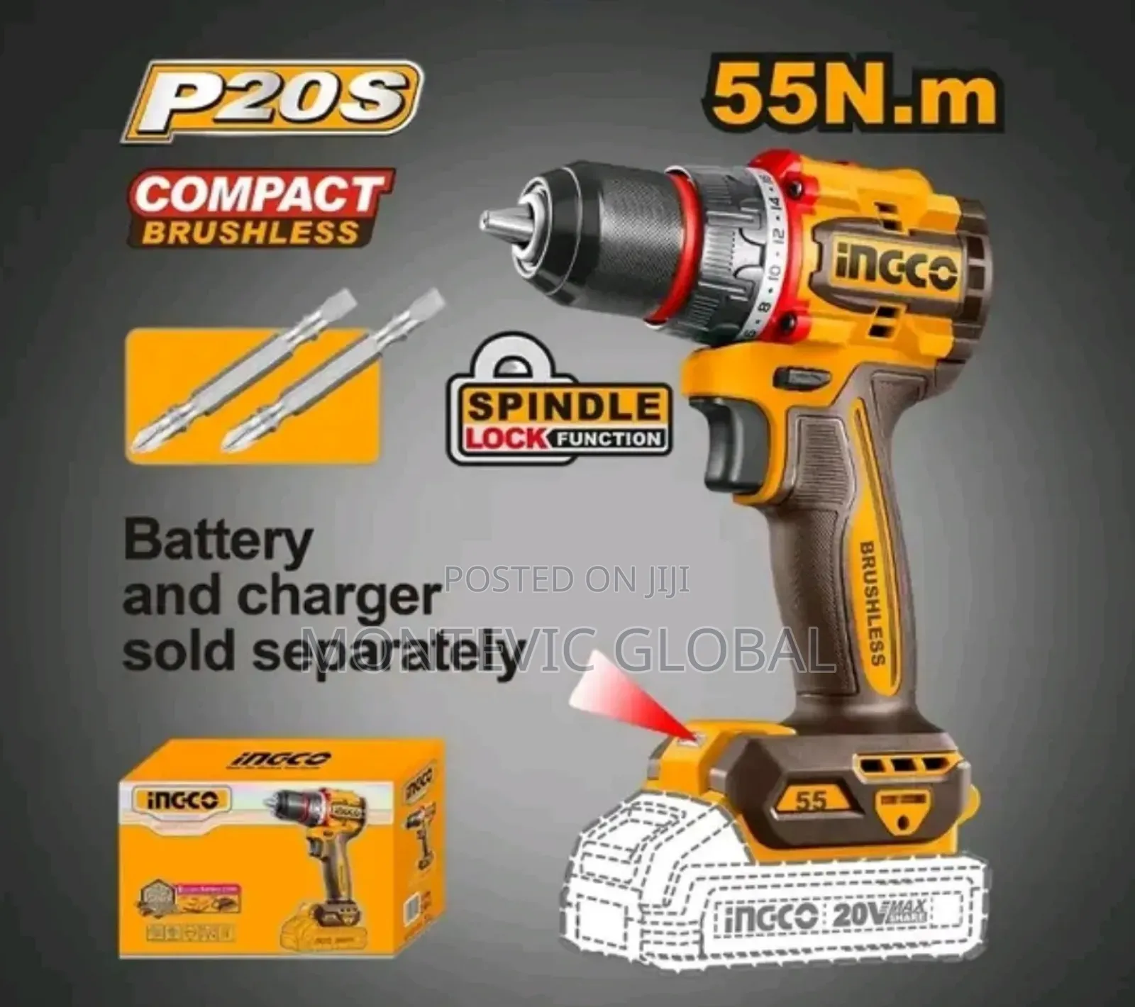 Ingco Compact Cordless Brushless Drill