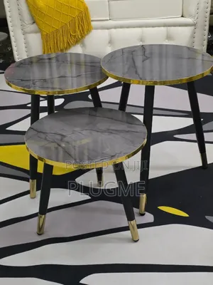 3 in 1 Coffee Tea Table Nesting Luxury Marble Side Stool