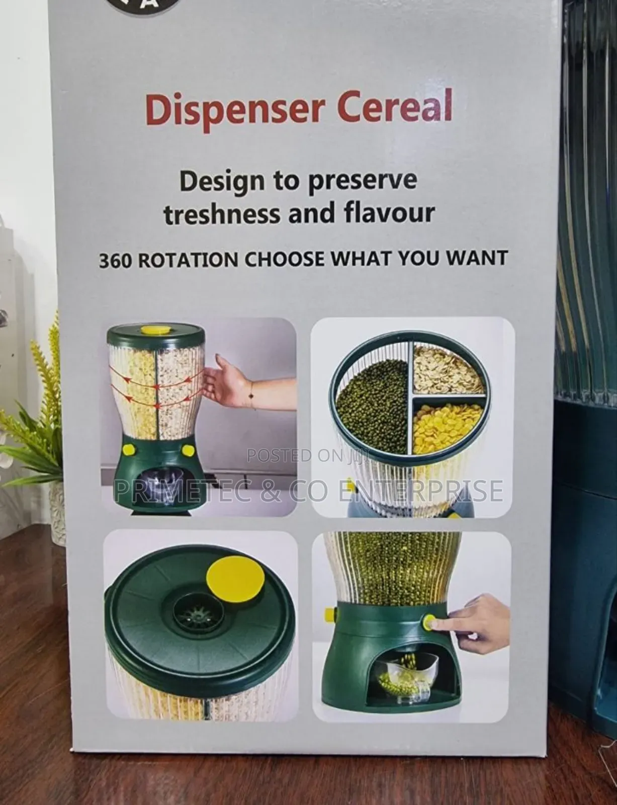 Rotating 3 Partition Cereal Dispenser