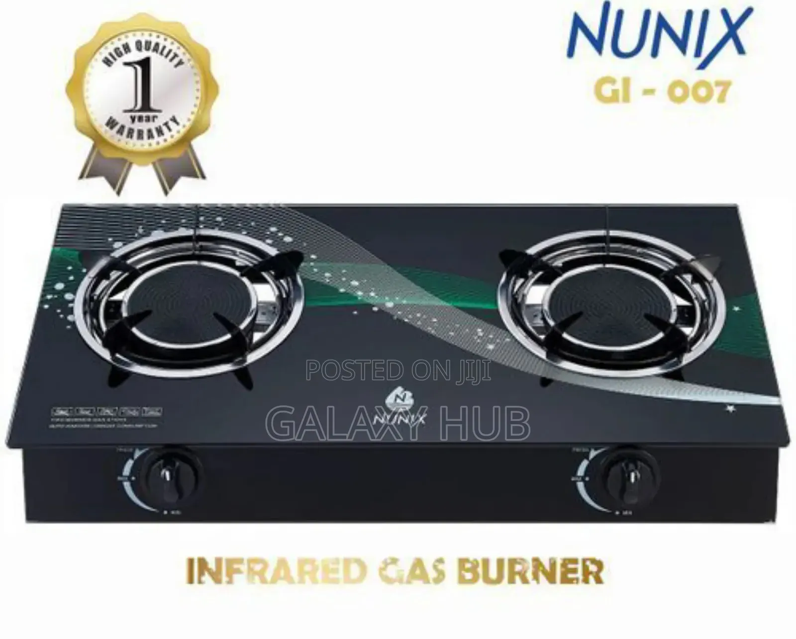 2 Burner Nunix Glass Top Cooker