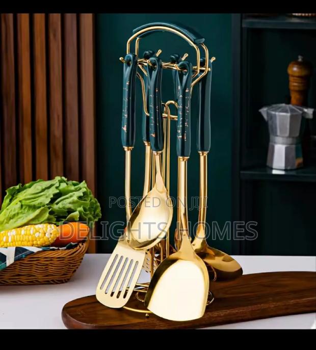 6 in 1 Gold Vanished Serving Spoon Set-Alp - thumbnail 2