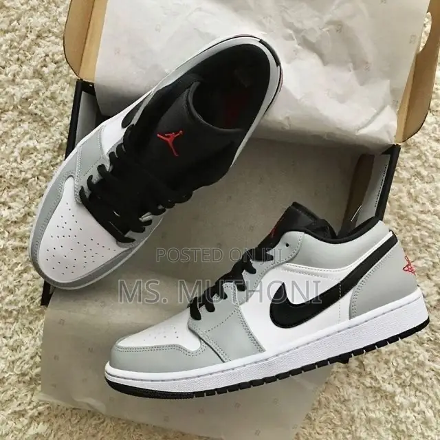 Nike Air Jordan 1 Low Light S.Grey Red White Black Gs 38-45