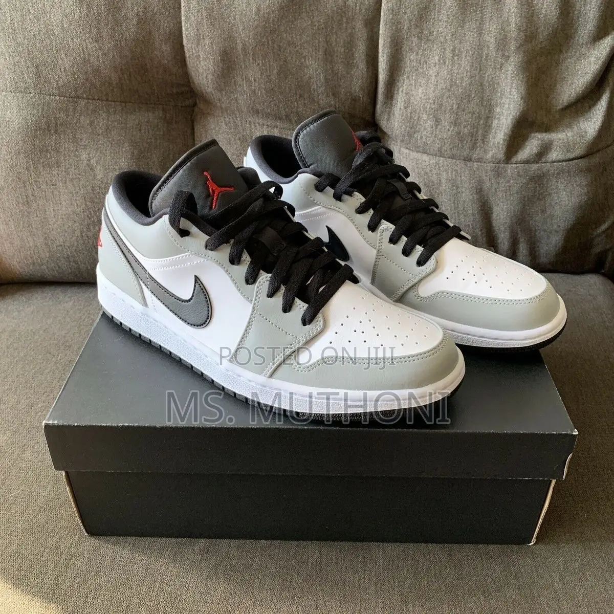 Nike Air Jordan 1 Low Light S.Grey Red White Black Gs 38-45
