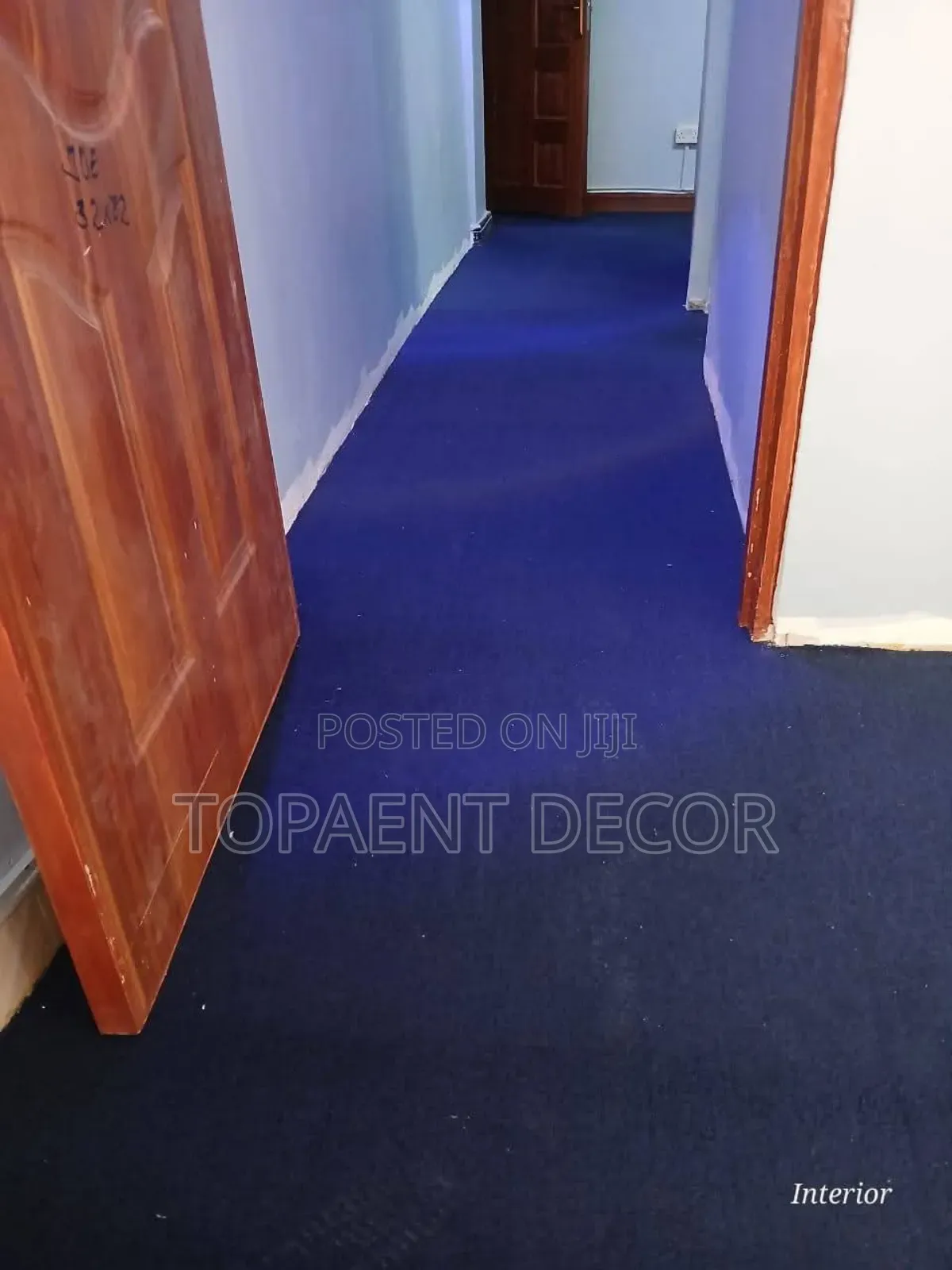 Textured Loop Pile House Corridor Blue Wall to Wall Carpets