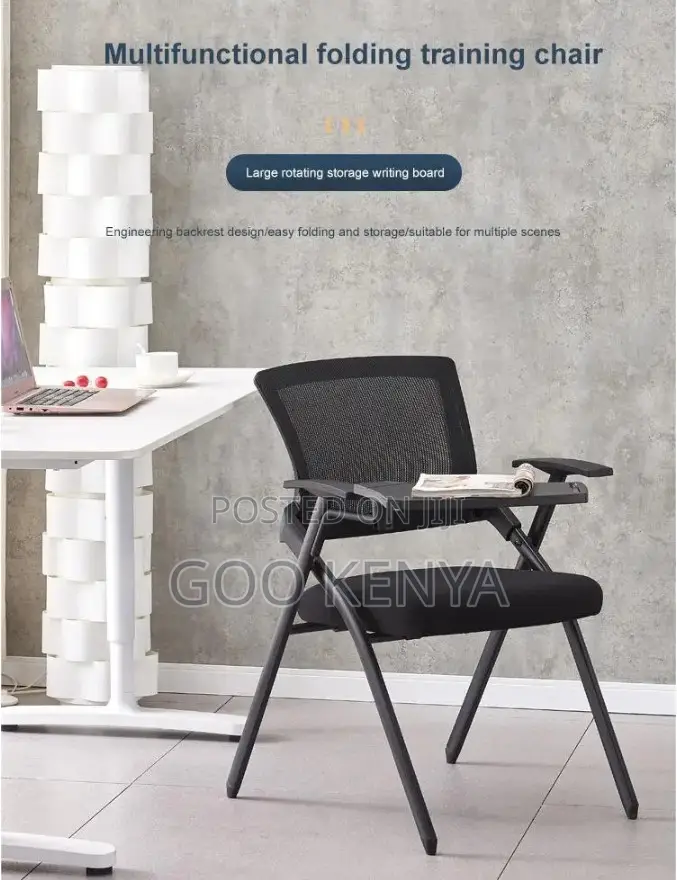 Office Chair ; Foldable Training Chair With Writing Pad