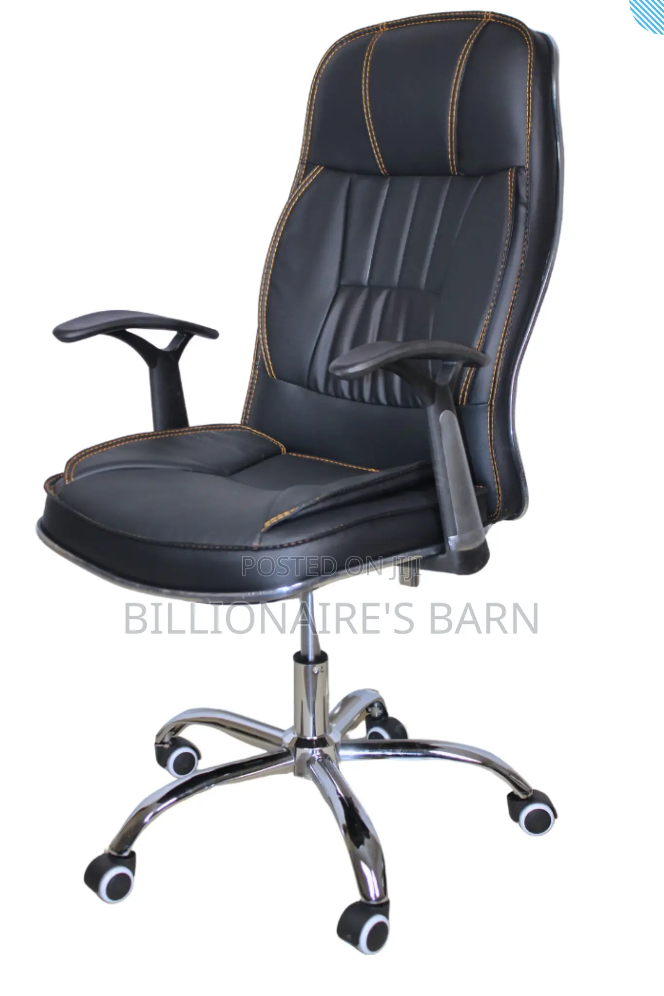 Chair; Black Ergonomic Leather Armrest Office Chair