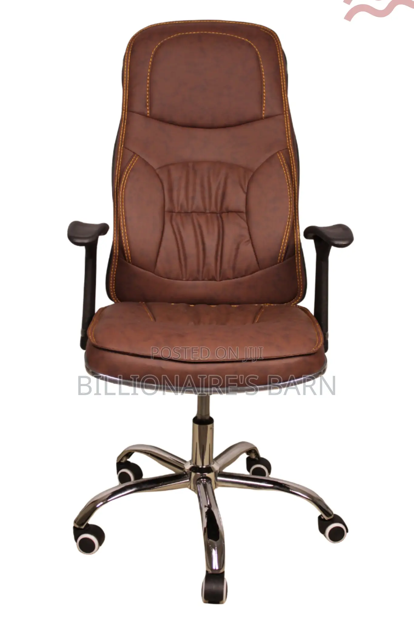 Office Seat; Backrest Brown Leather Executive Office Chair