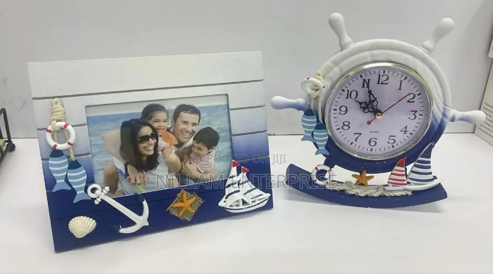 Nautical Sailors Themed Decorative Clock With Picture Frame