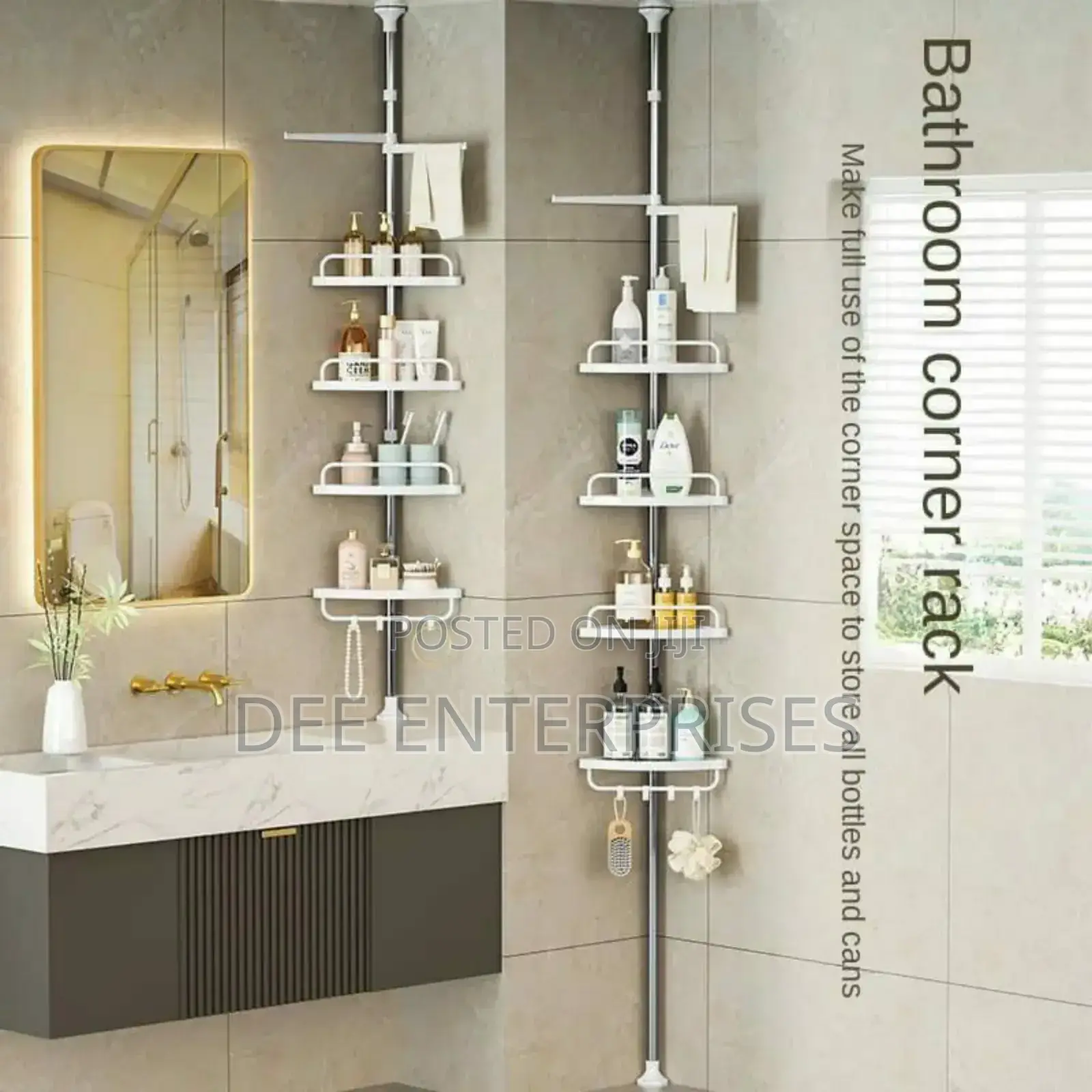 4 Tier Adjustable Telescopic Multi-Corner Shelf Organiser