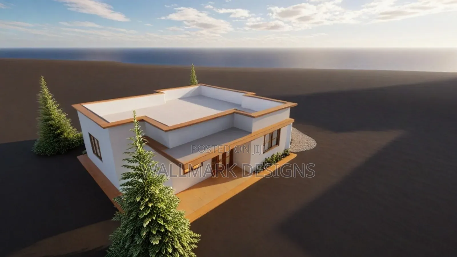 Hidden Roof, Flat Roof, Floor Plan, Rendering 3d