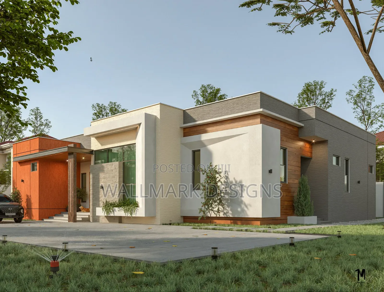 Hidden Roof, Flat Roof, Floor Plan, Rendering 3d