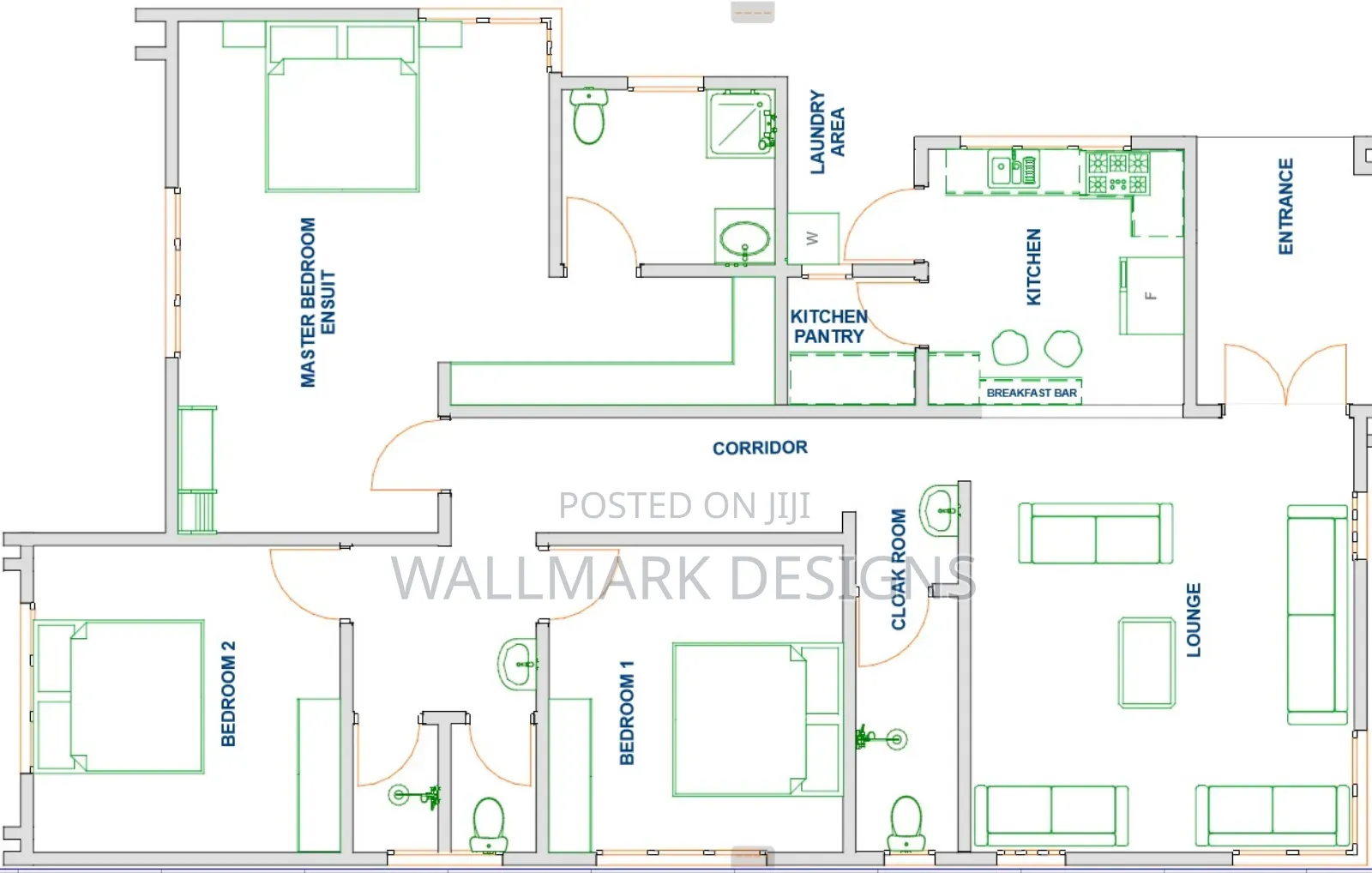 Hidden Roof, Flat Roof, Floor Plan, Rendering 3d