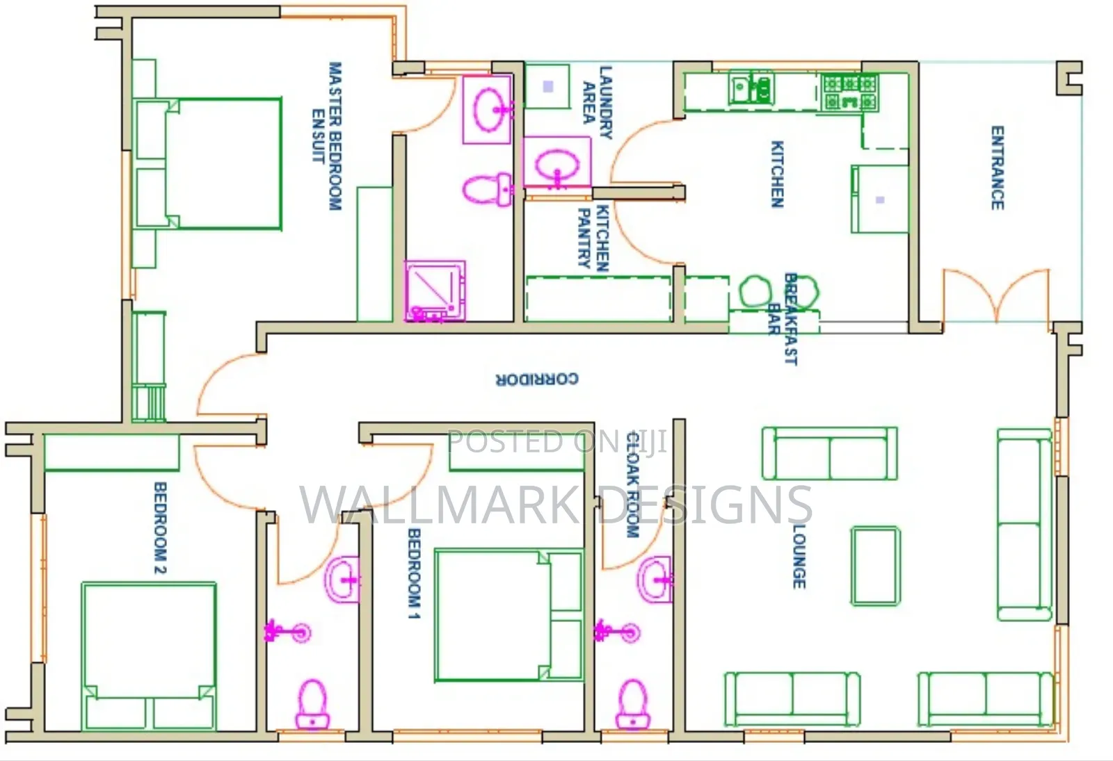 Hidden Roof, Flat Roof, Floor Plan, Rendering 3d