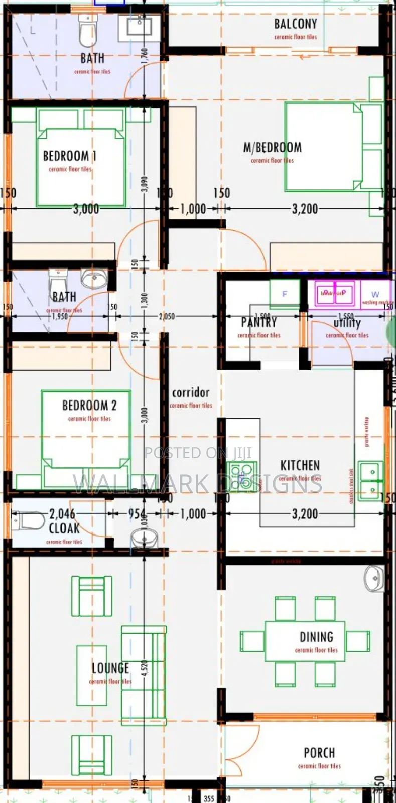 Hidden Roof, Flat Roof, Floor Plan, Rendering 3d