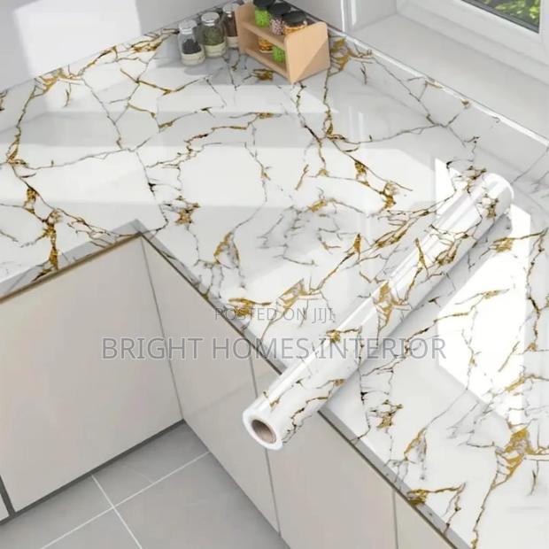 New Stock White With Gold Marble Contact Paper Available
