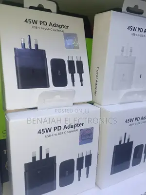 Samsung Fast Charger 45watts 5a Cable, Black White