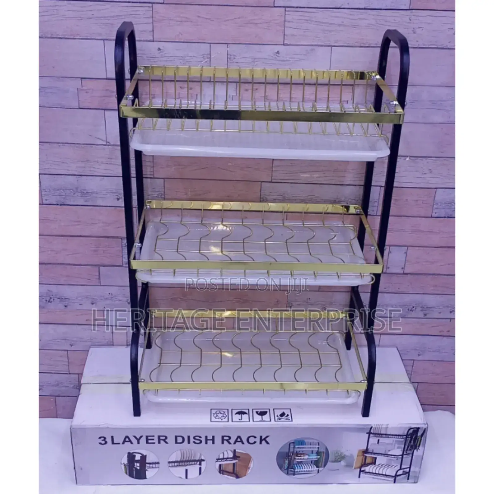 Dish Rack 3 Layer Advanced Gold Black
