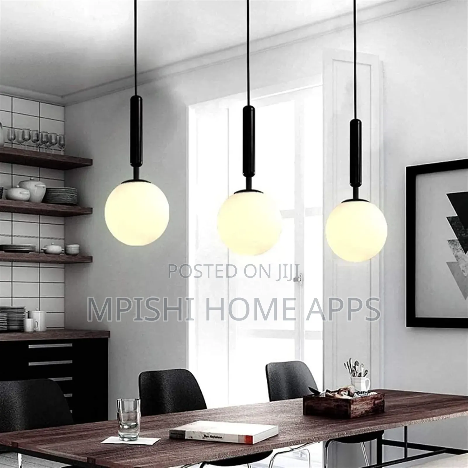3 in 1 Globe Pendant Light - Black