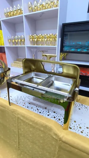 9 Litres Rectangle Roll Top Food Warmers / Chaffing Dishes (Gold)