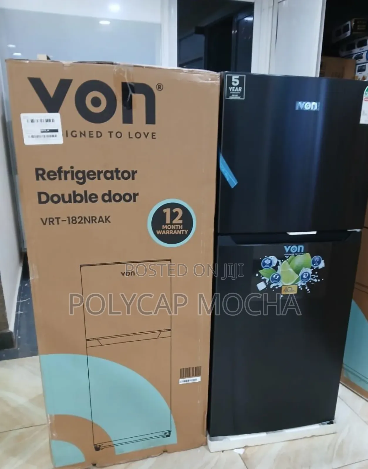 Von Double Door Fridge, Top Mount Freezer, No Frost- 181l