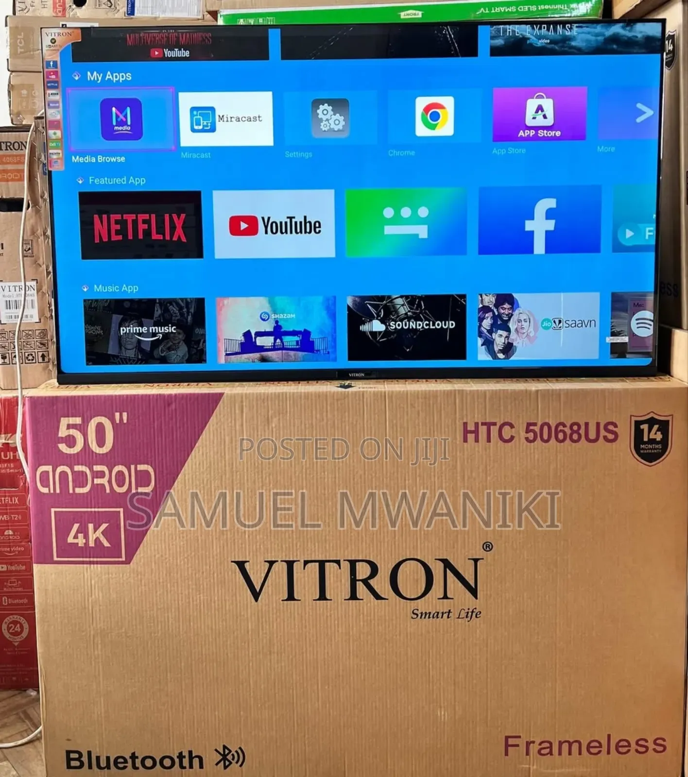 Vitron 50′′ Frameless Uhd Smart Android Tv Latest Model