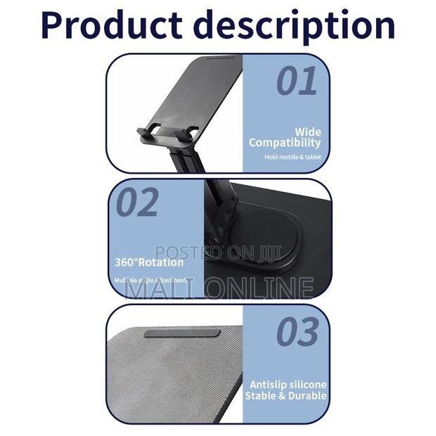 360° Rotating Abs Desktop Tablet & Phone Stand Jmary Holder - thumbnail 5