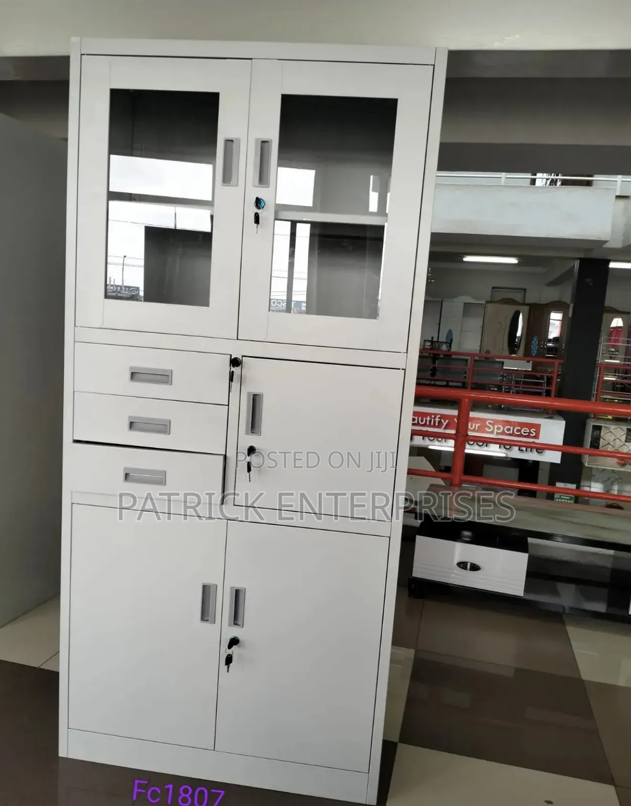 Imported Modern Metallic Storage/ Filing Cabinet With Safe
