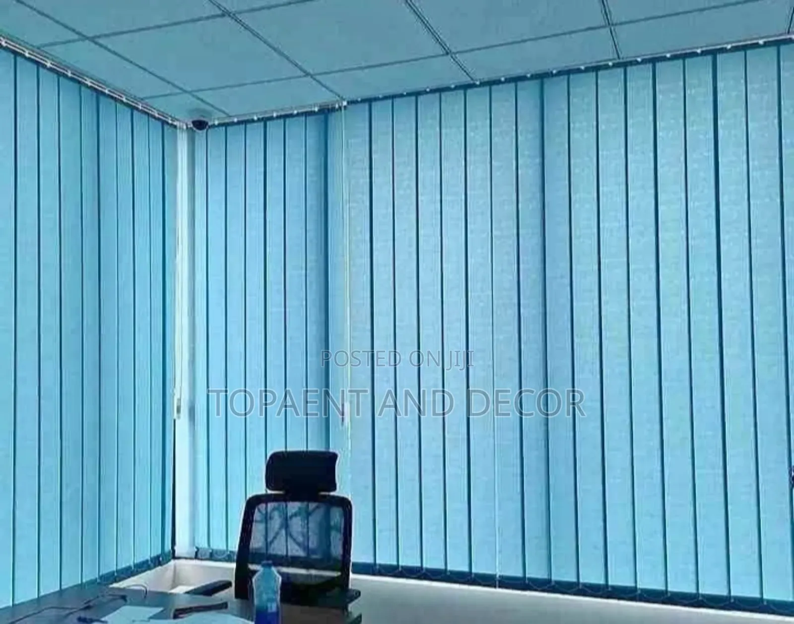 Sky Blue Vertical Office Blinds for Professional Look