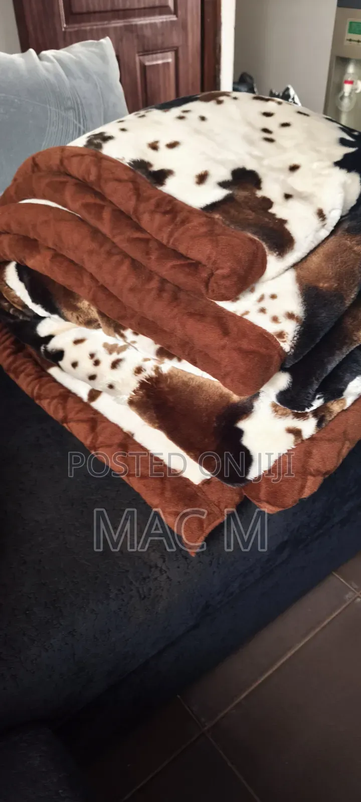 Plush Fluffy Duvet Blanket - Brown Tan Cow Velboa