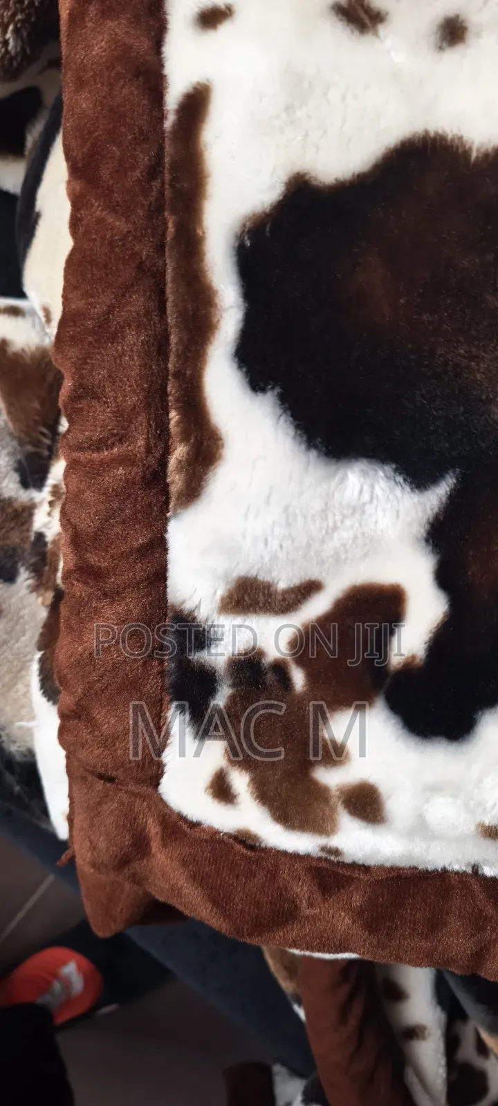 Plush Fluffy Duvet Blanket - Brown Tan Cow Velboa