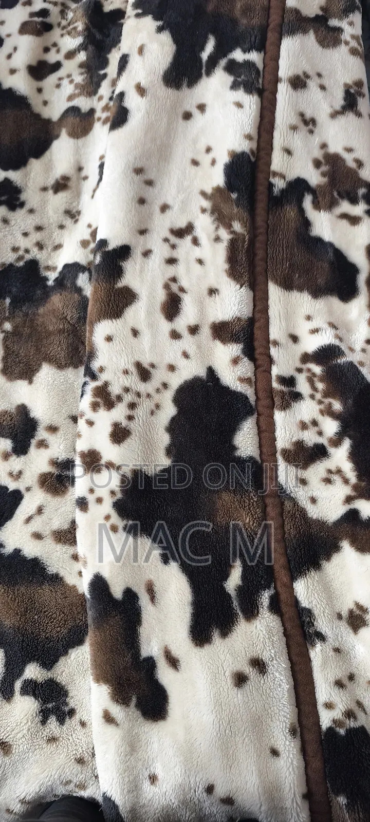 Plush Fluffy Duvet Blanket - Brown Tan Cow Velboa