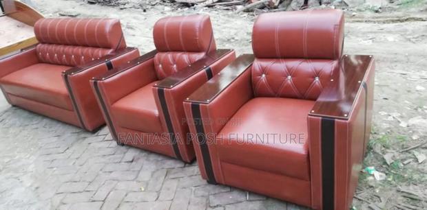 Brown Leather With Wood Accents - main view